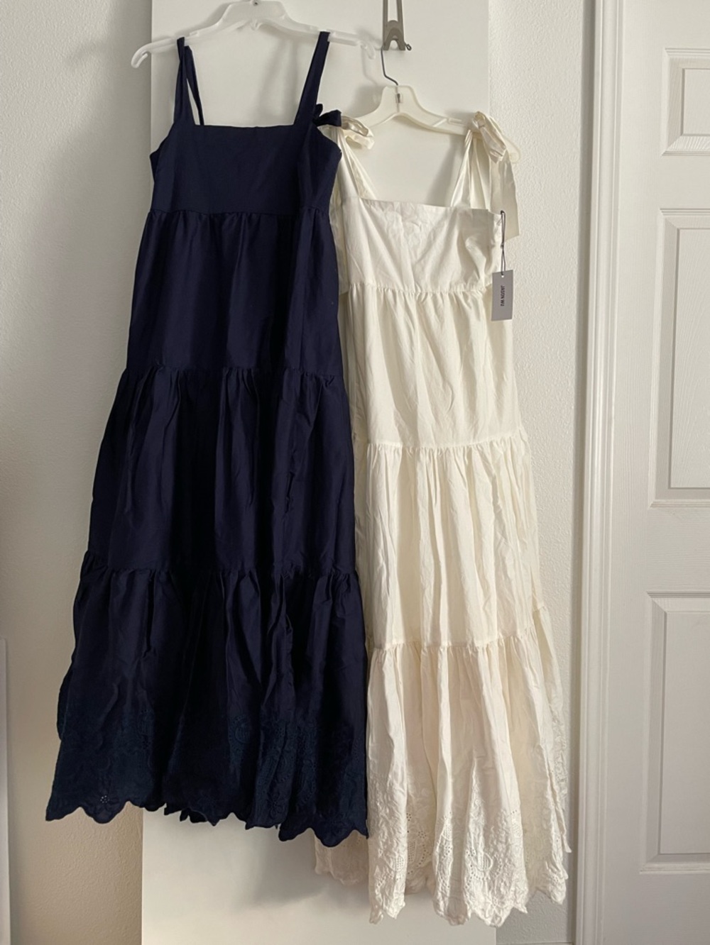 Lot of 2- Jason Wu Fine Cotton Maxi/Midi Sun Dress  Navy/Ivory White  SMALL NWT!